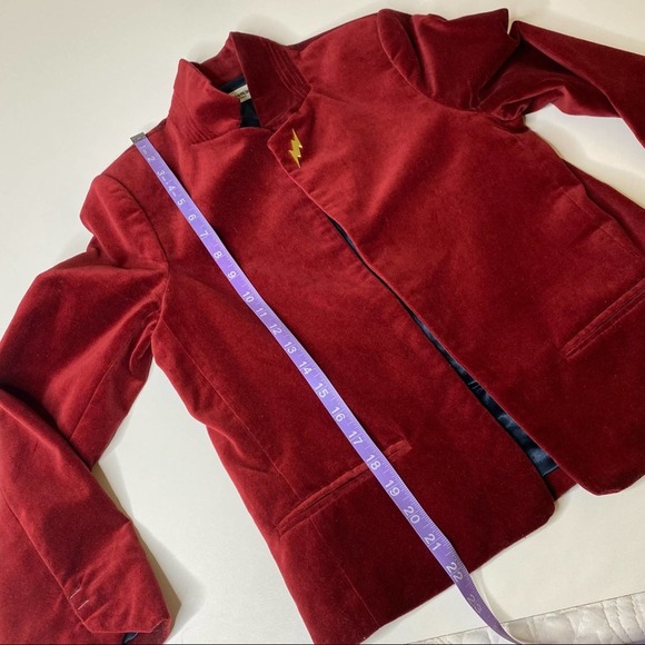 Zadig & Voltaire Vollys Velours Red Velvet Blazer - Picture 10 of 13